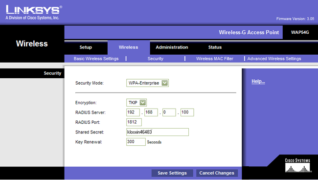 Настройка беспроводной точки доступа Linksys